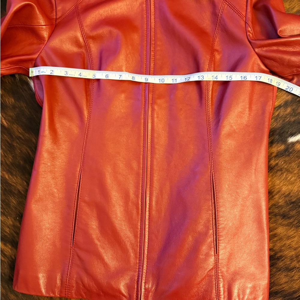 Women's Wilson Red Leather Jacket - Picture 7 of 9